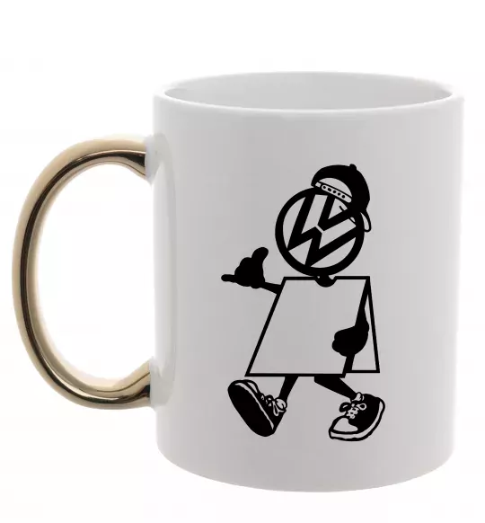 Чашка с цветной ручкой Volkswagen автостоп Золото фото