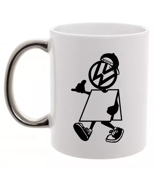 Чашка с цветной ручкой Volkswagen автостоп Серебро фото