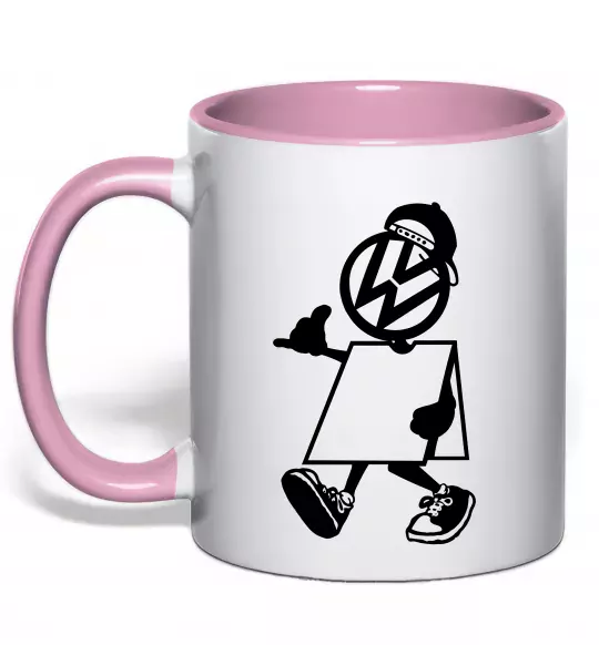 Чашка с цветной ручкой Volkswagen автостоп Нежно розовый фото