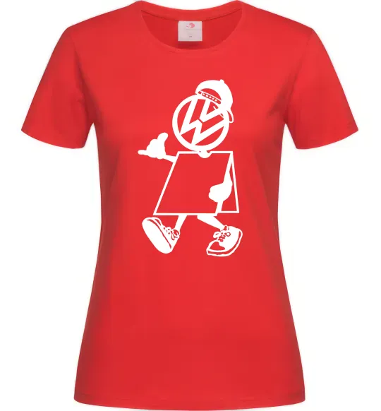 Женская футболка Volkswagen автостоп Красный фото