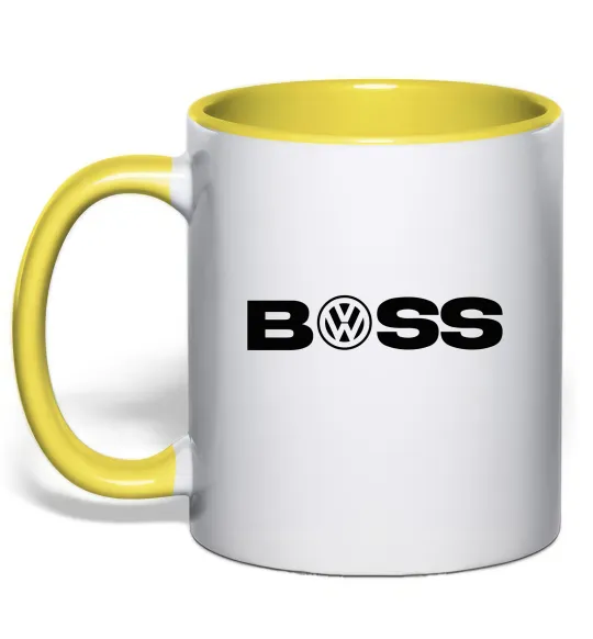 Чашка з кольоровою ручкою Volkswagen Boss Лимонний фото