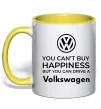 Чашка с цветной ручкой You can drive volkswagen Солнечно желтый фото