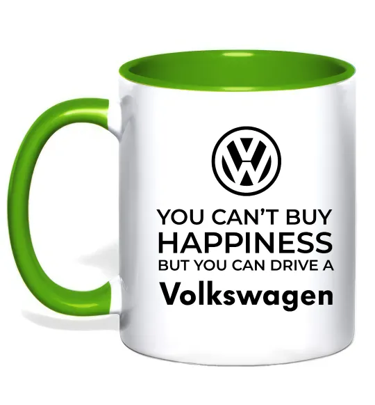 Чашка з кольоровою ручкою You can drive volkswagen Лаймовий фото