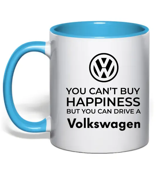 Чашка с цветной ручкой You can drive volkswagen Голубой фото