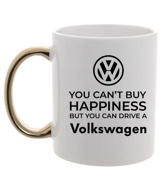 Чашка с цветной ручкой You can drive volkswagen Золото фото