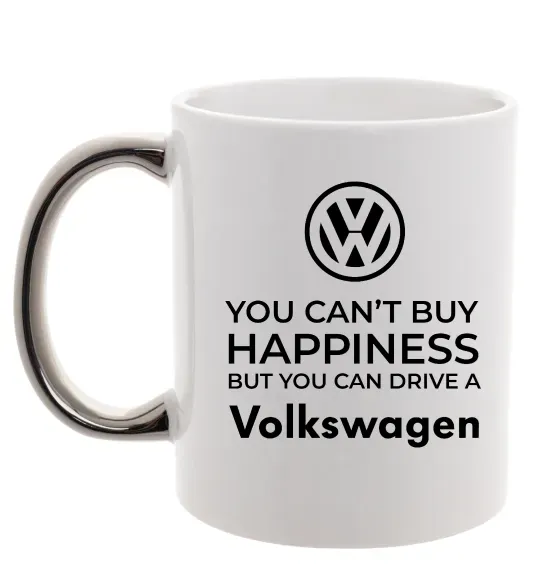 Чашка с цветной ручкой You can drive volkswagen Серебро фото