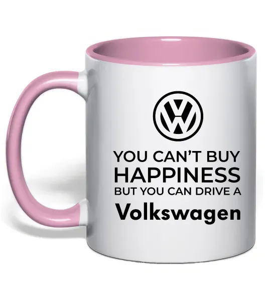 Чашка с цветной ручкой You can drive volkswagen Нежно розовый фото