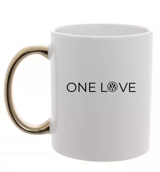 Чашка с цветной ручкой Volkswagen one love Золото фото