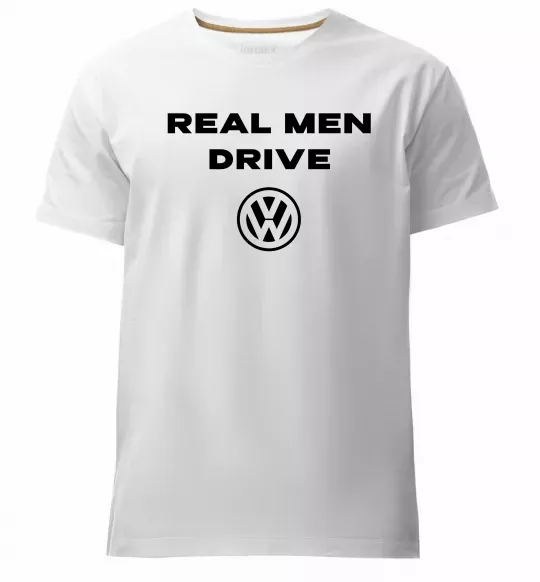 Чоловіча преміум футболка Real men drive Volkswagen Білий фото