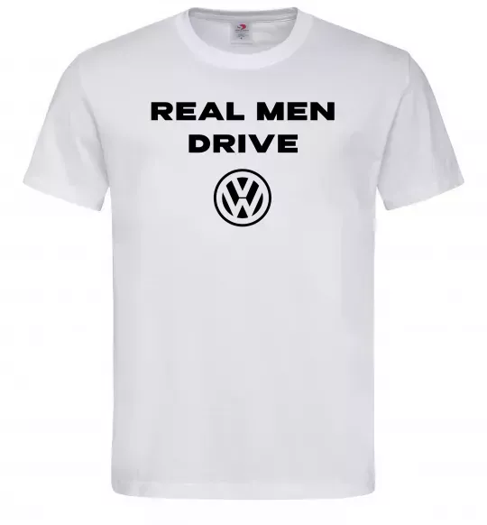 Чоловіча футболка Real men drive Volkswagen Білий фото