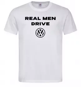 Мужская футболка Real men drive Volkswagen Белый фото