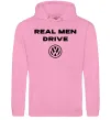 Мужская толстовка (худи) Real men drive Volkswagen Розовый фото