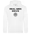 Мужская толстовка (худи) Real men drive Volkswagen Белый фото