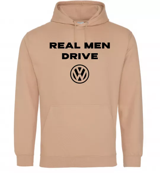 Мужская толстовка (худи) Real men drive Volkswagen Песочный фото