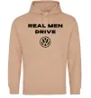 Мужская толстовка (худи) Real men drive Volkswagen Песочный фото