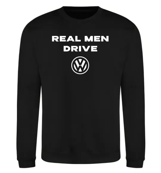 Світшот Real men drive Volkswagen Чорний фото