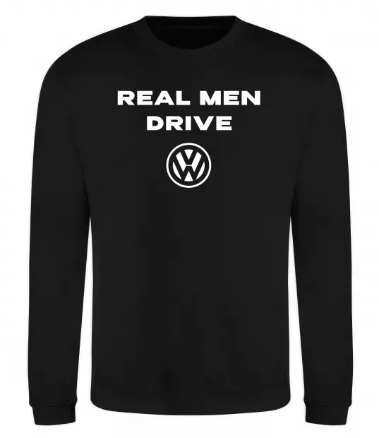 Світшот Real men drive Volkswagen Чорний фото