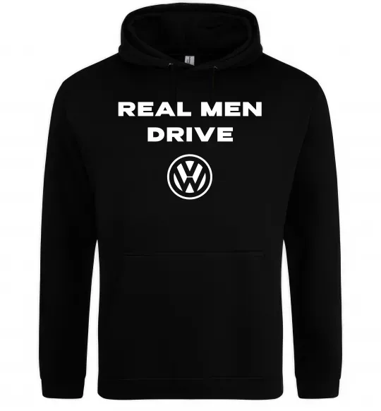 Мужская толстовка (худи) Real men drive Volkswagen Черный фото