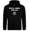 Мужская толстовка (худи) Real men drive Volkswagen Черный фото