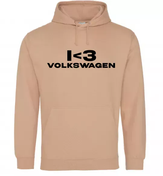 Мужская толстовка (худи) I <3 Volkswagen Песочный фото