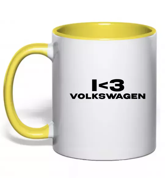 Чашка с цветной ручкой I <3 Volkswagen Солнечно желтый фото