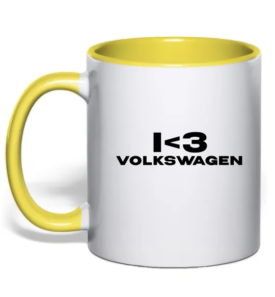 Чашка с цветной ручкой I <3 Volkswagen Лимонный фото