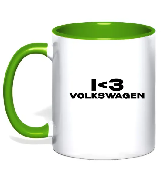 Чашка с цветной ручкой I <3 Volkswagen Лаймовый фото