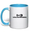 Чашка с цветной ручкой I <3 Volkswagen Голубой фото
