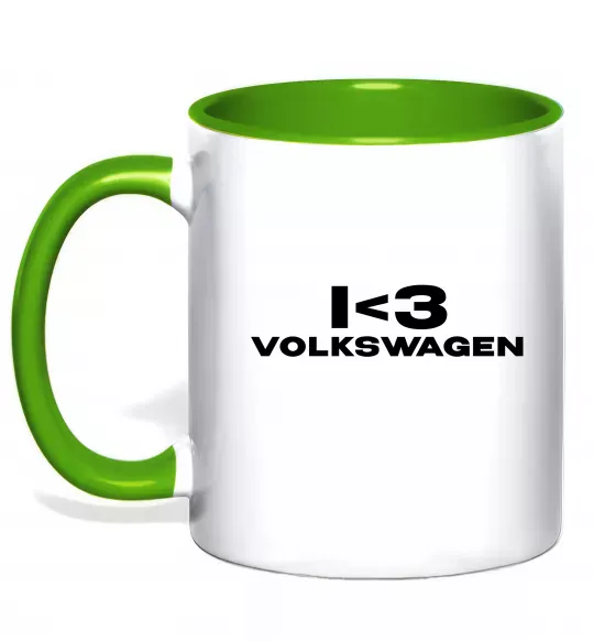 Чашка с цветной ручкой I <3 Volkswagen Зеленый фото