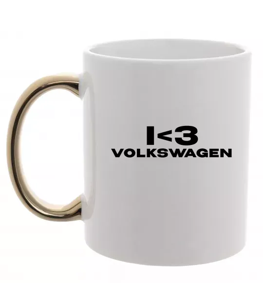 Чашка с цветной ручкой I <3 Volkswagen Золото фото
