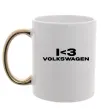 Чашка с цветной ручкой I <3 Volkswagen Золото фото