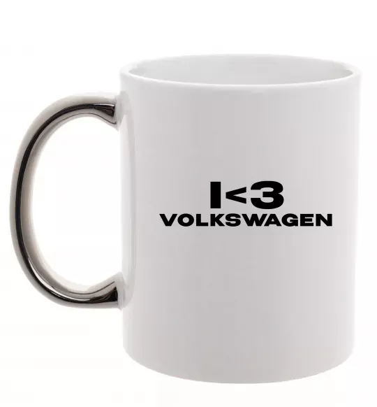Чашка с цветной ручкой I <3 Volkswagen Серебро фото