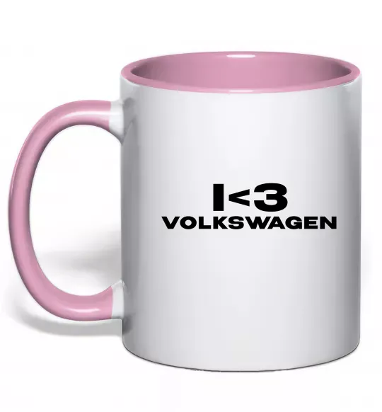 Чашка с цветной ручкой I <3 Volkswagen Нежно розовый фото