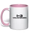 Чашка с цветной ручкой I <3 Volkswagen Нежно розовый фото