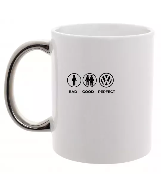 Чашка с цветной ручкой Bad Good Volkswagen Серебро фото