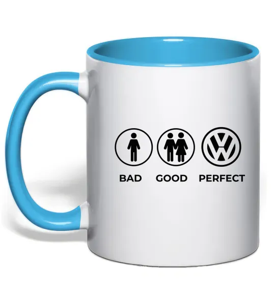 Чашка з кольоровою ручкою Bad Good Volkswagen Блакитний фото