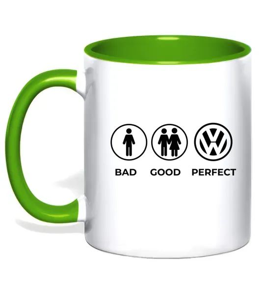 Чашка з кольоровою ручкою Bad Good Volkswagen Зелений фото