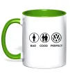 Чашка з кольоровою ручкою Bad Good Volkswagen Зелений фото