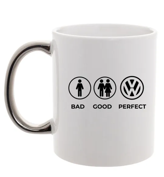 Чашка з кольоровою ручкою Bad Good Volkswagen Срібло фото