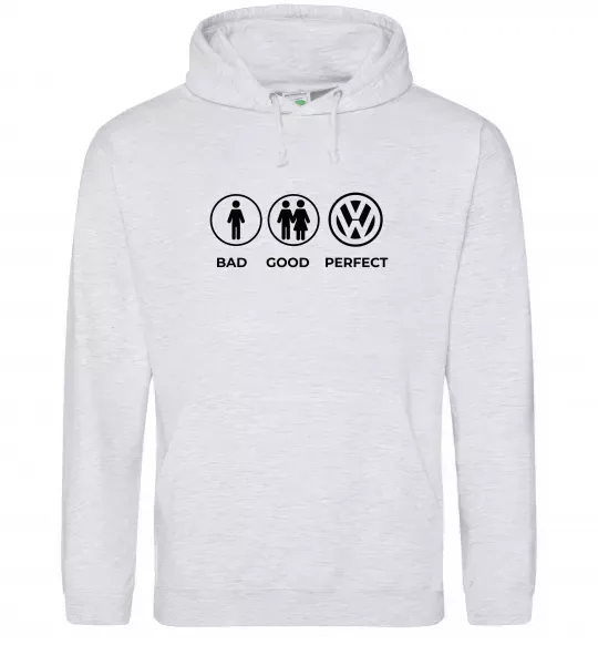 Чоловіча толстовка (худі) Bad Good Volkswagen Сірий меланж фото