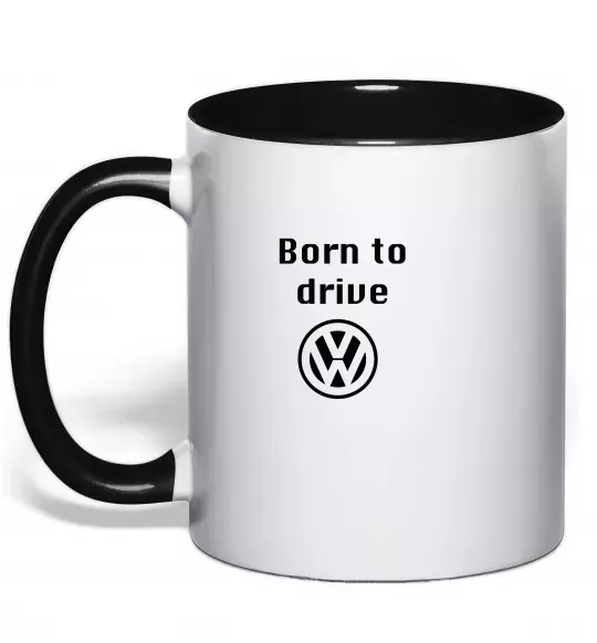 Чашка с цветной ручкой Born to drive Volkswagen Черный фото