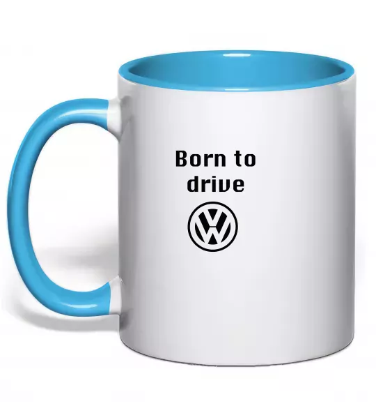 Чашка с цветной ручкой Born to drive Volkswagen Голубой фото