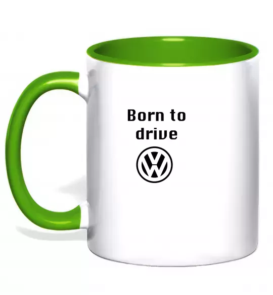 Чашка с цветной ручкой Born to drive Volkswagen Зеленый фото