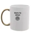 Чашка с цветной ручкой Born to drive Volkswagen Золото фото