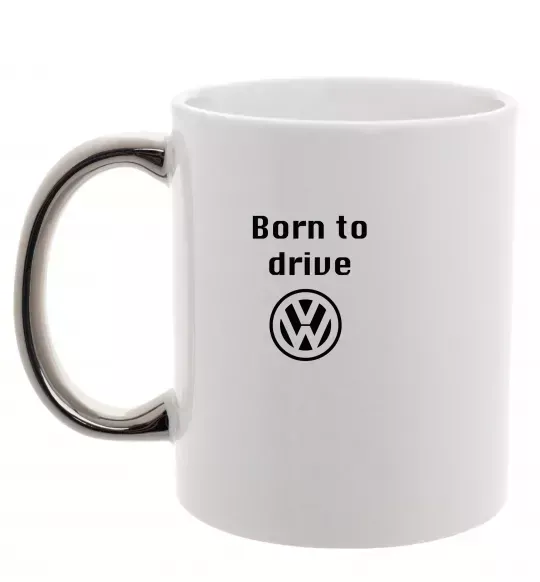 Чашка с цветной ручкой Born to drive Volkswagen Серебро фото