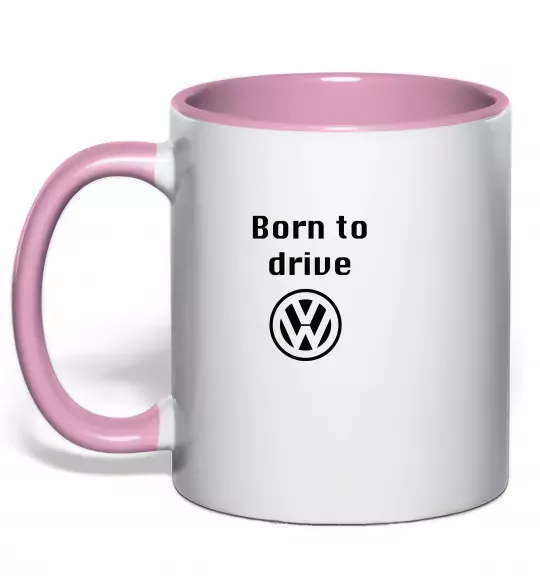 Чашка с цветной ручкой Born to drive Volkswagen Нежно розовый фото
