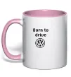 Чашка с цветной ручкой Born to drive Volkswagen Нежно розовый фото