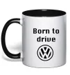 Чашка с цветной ручкой Born to drive Volkswagen Черный фото