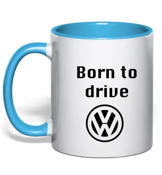 Чашка с цветной ручкой Born to drive Volkswagen Голубой фото