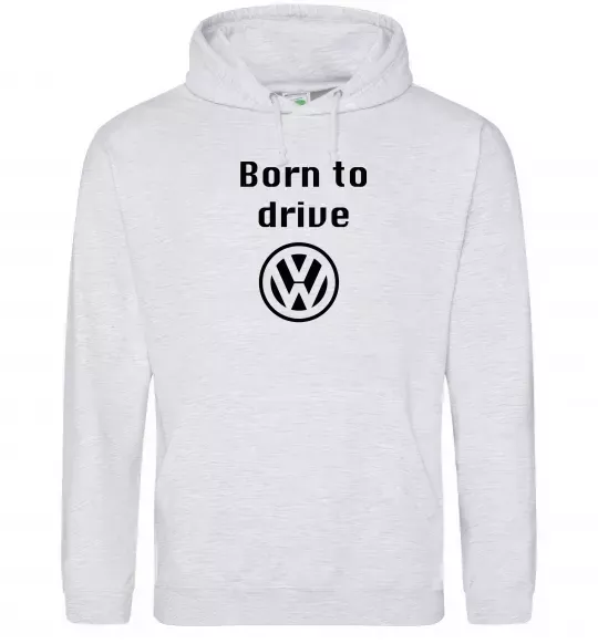 Женская толстовка (худи) Born to drive Volkswagen Серый меланж фото